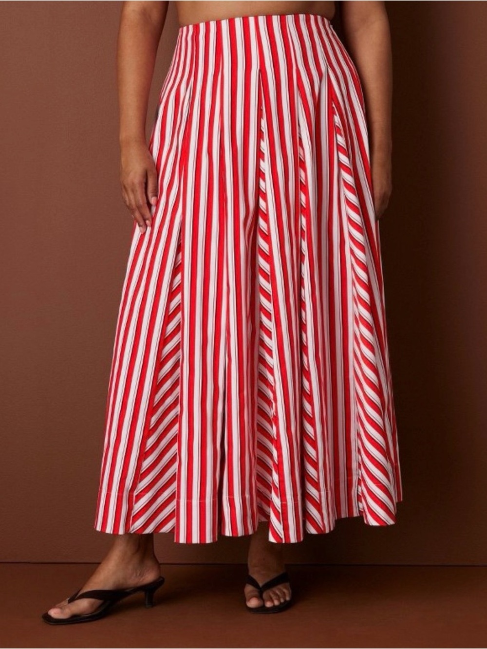 Rosie Assoulin x Target Womens Pleated Poplin Red Striped Midi Skirt Size 0 NWT